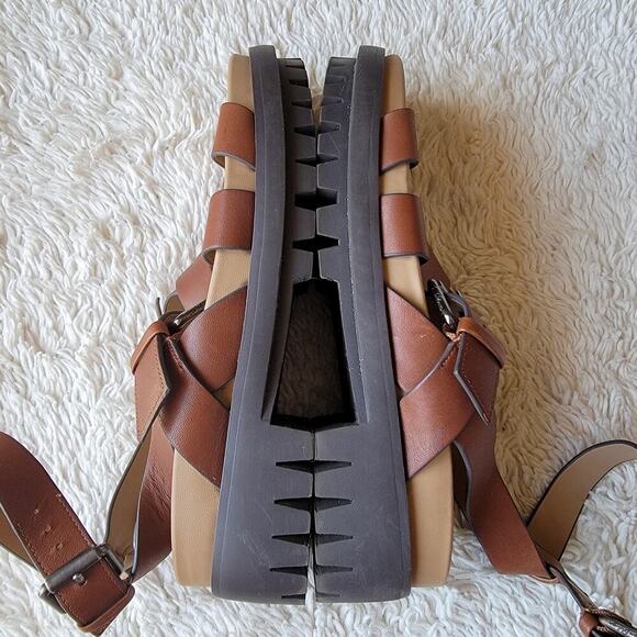 Sam Edelman Eleanora Brown Lug Sole Strappy Sandals Chunky Size 7.5 - Picture 7 of 9